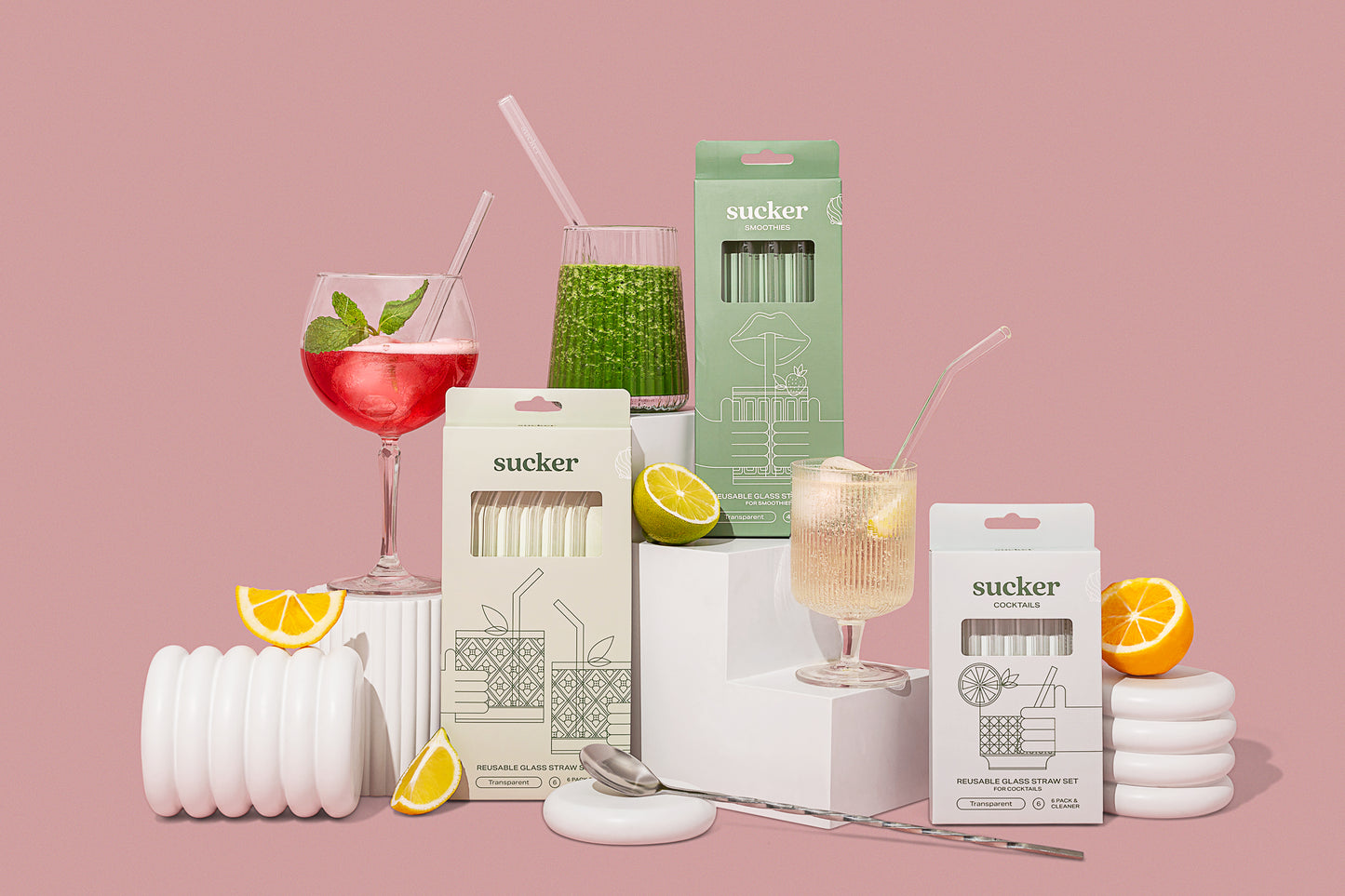Reusable Glass Smoothie Straws - Transparent