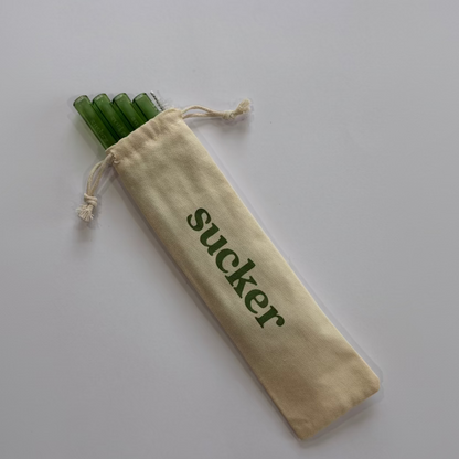 Travel Glass Smoothie Straw Set