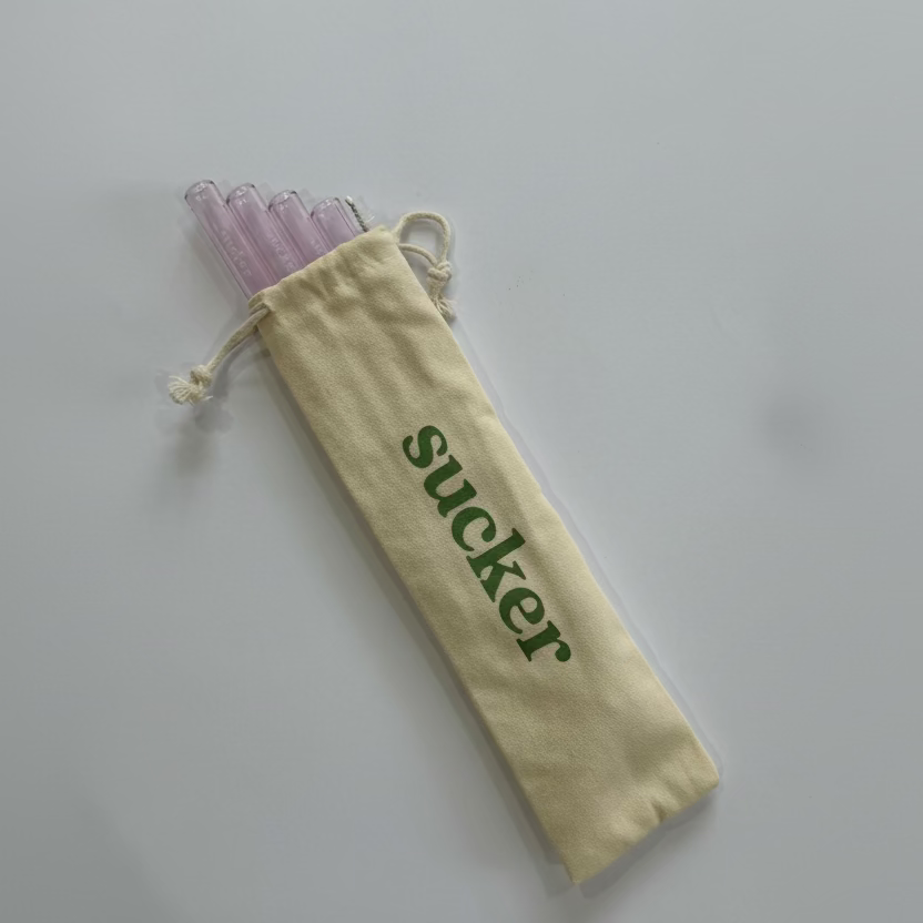 Travel Glass Smoothie Straw Set