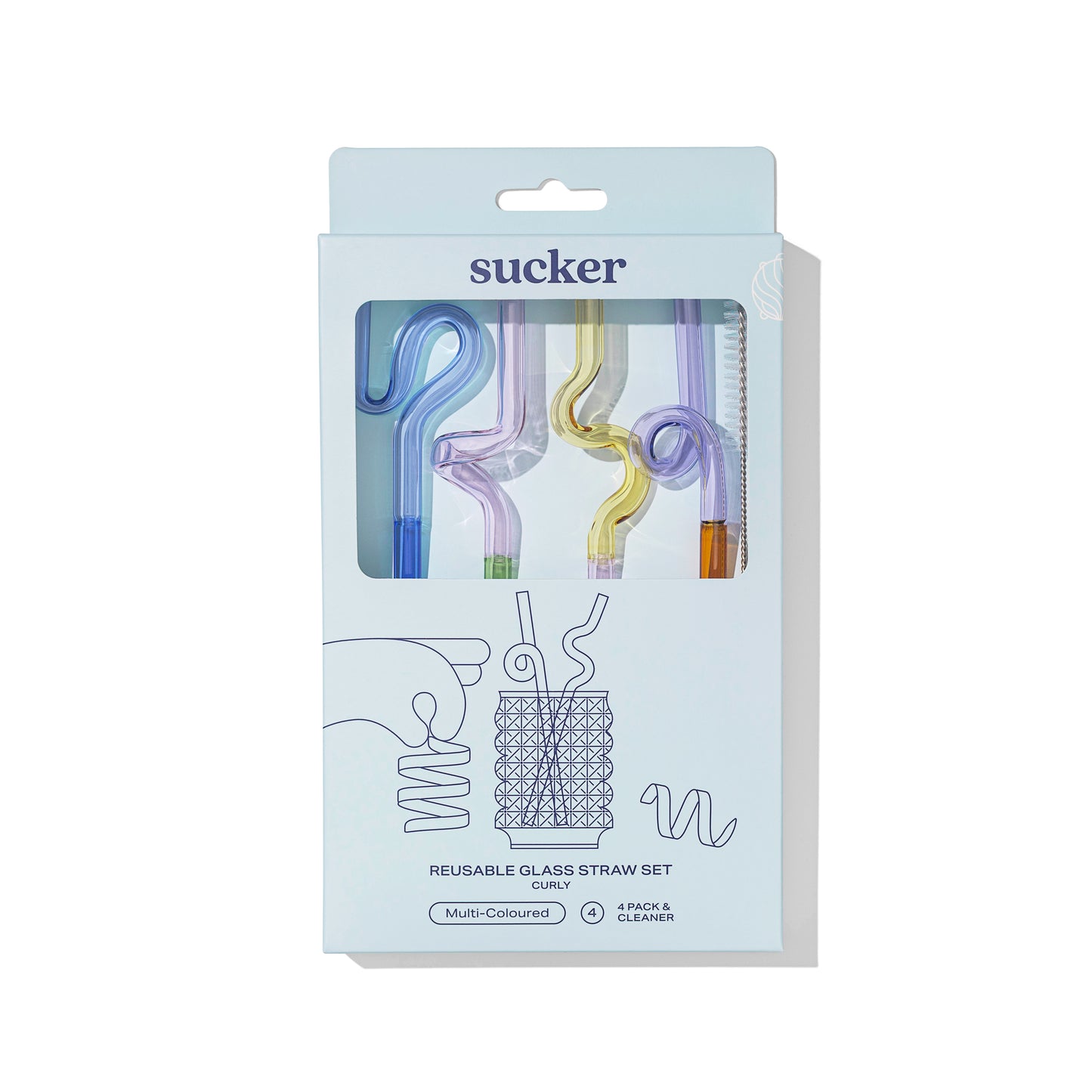 Curly Reusable Glass Straws